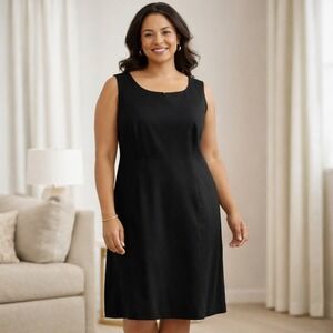 Kasper Womens Plus Size 18W Black Sleeveless Sheath Dress Business Formal LBD